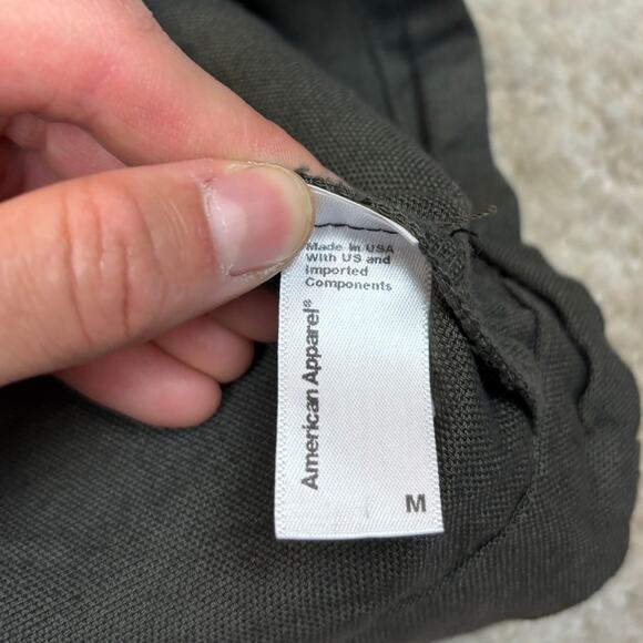 Vintage American Apparel Army Green Button Up Faded Shirt Twill M Made in USA - Picture 7 of 12